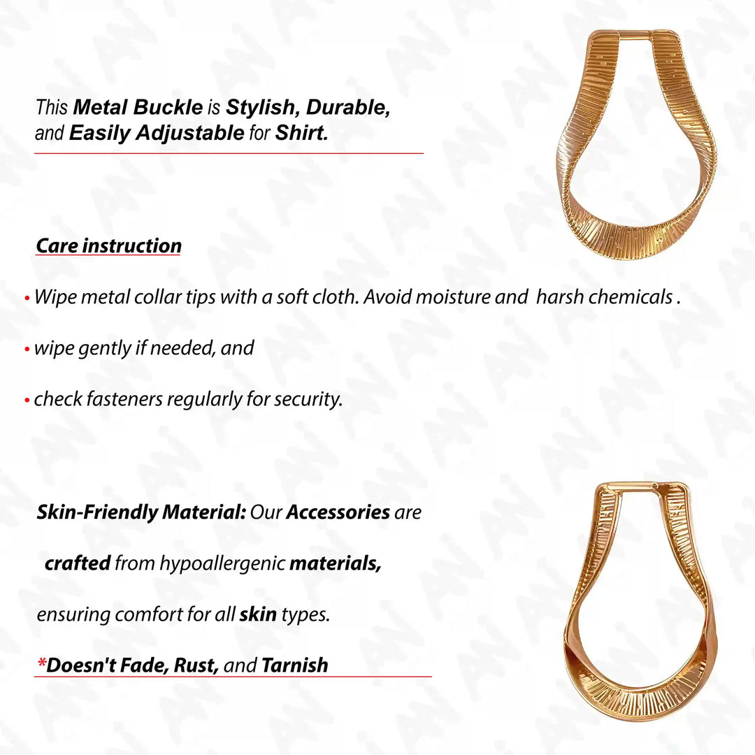 Ani Accessories Ember Weave Gold Buckle with front and back image with care instruction.