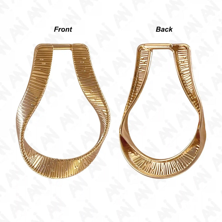 Ani Accessories Ember Weave Gold Buckle front and back view on the white  background.