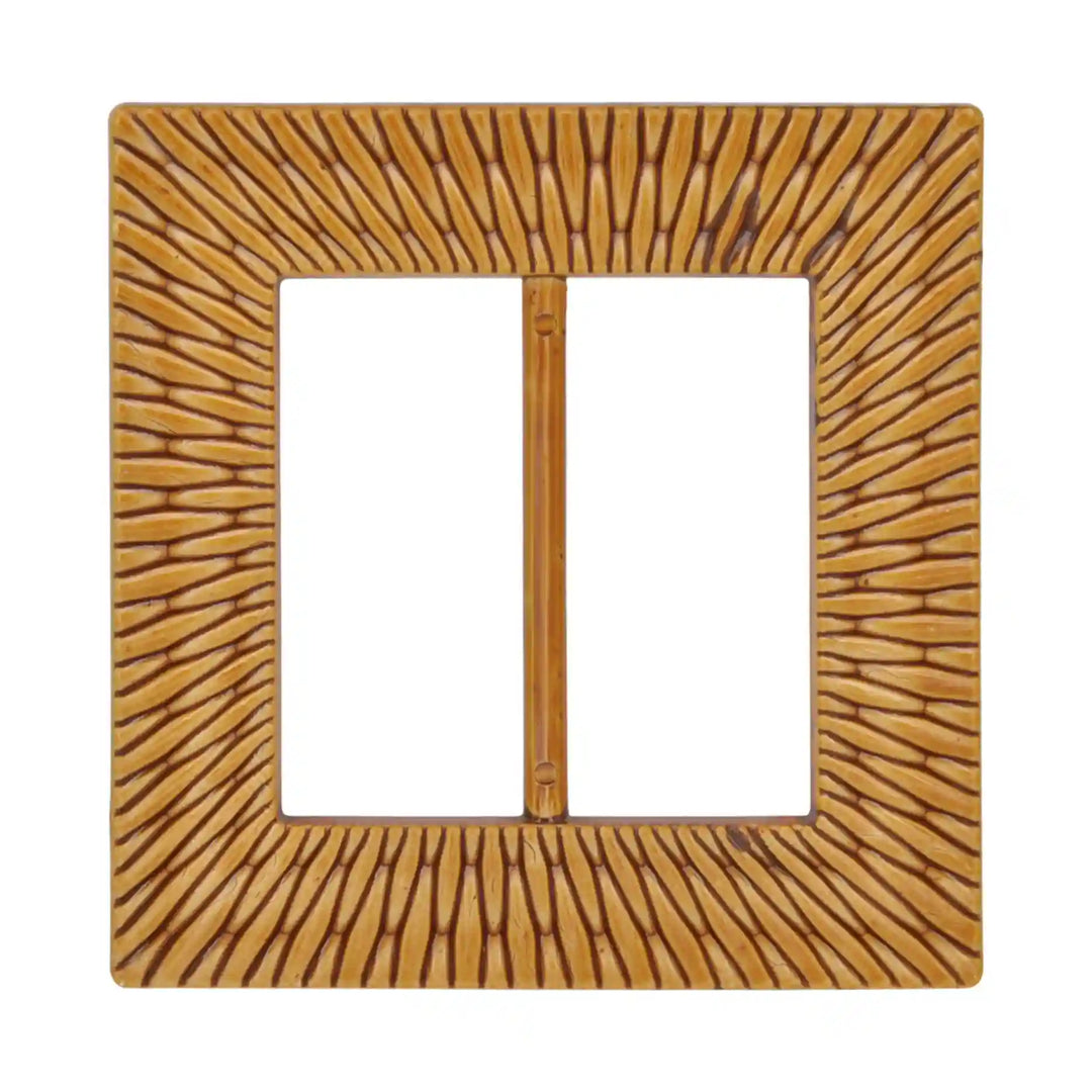 Ani Accessories  Extra large Square Shape Imitation Raffia buckle  with wicker design on a white background