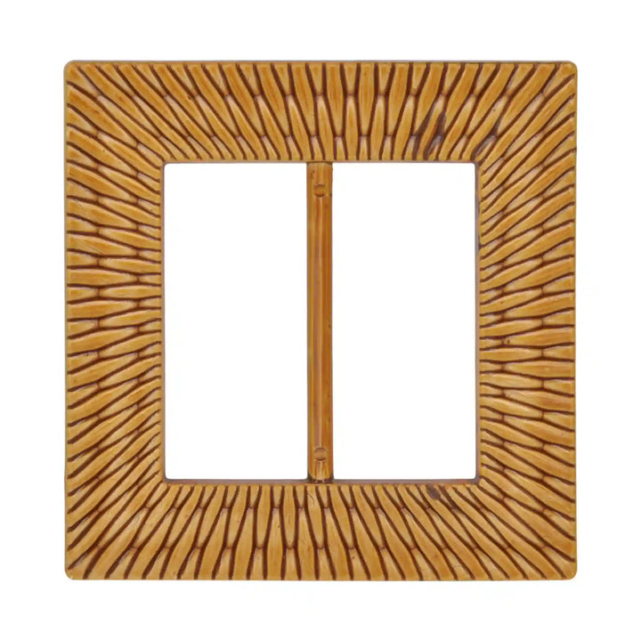 Ani Accessories  Extra large Square Shape Imitation Raffia buckle  with wicker design on a white background