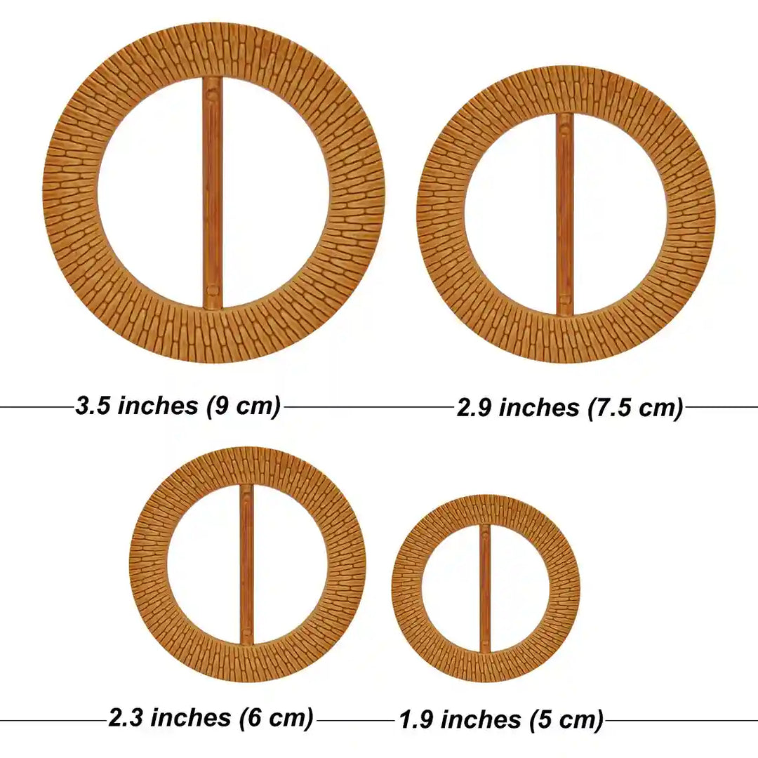 Ani Accessories Finest-Detailing Imitation Raffia Round Buckle multiple size showing in the white background.