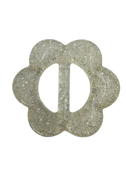 Buy Now Ani Accessories floral sparkling resin buckle featuring  glitter accents shown on a plain white background for clarity.
