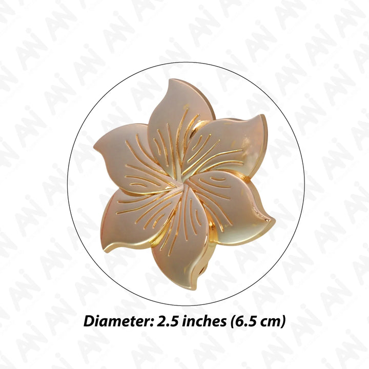 Ani Accessories Floral Style Metal Shiny gold Buckle size written on the white background.