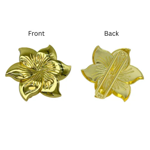 Ani Accessories Floral Style Metal  Yellow gold Buckle front and back image of the buckle in the white background.