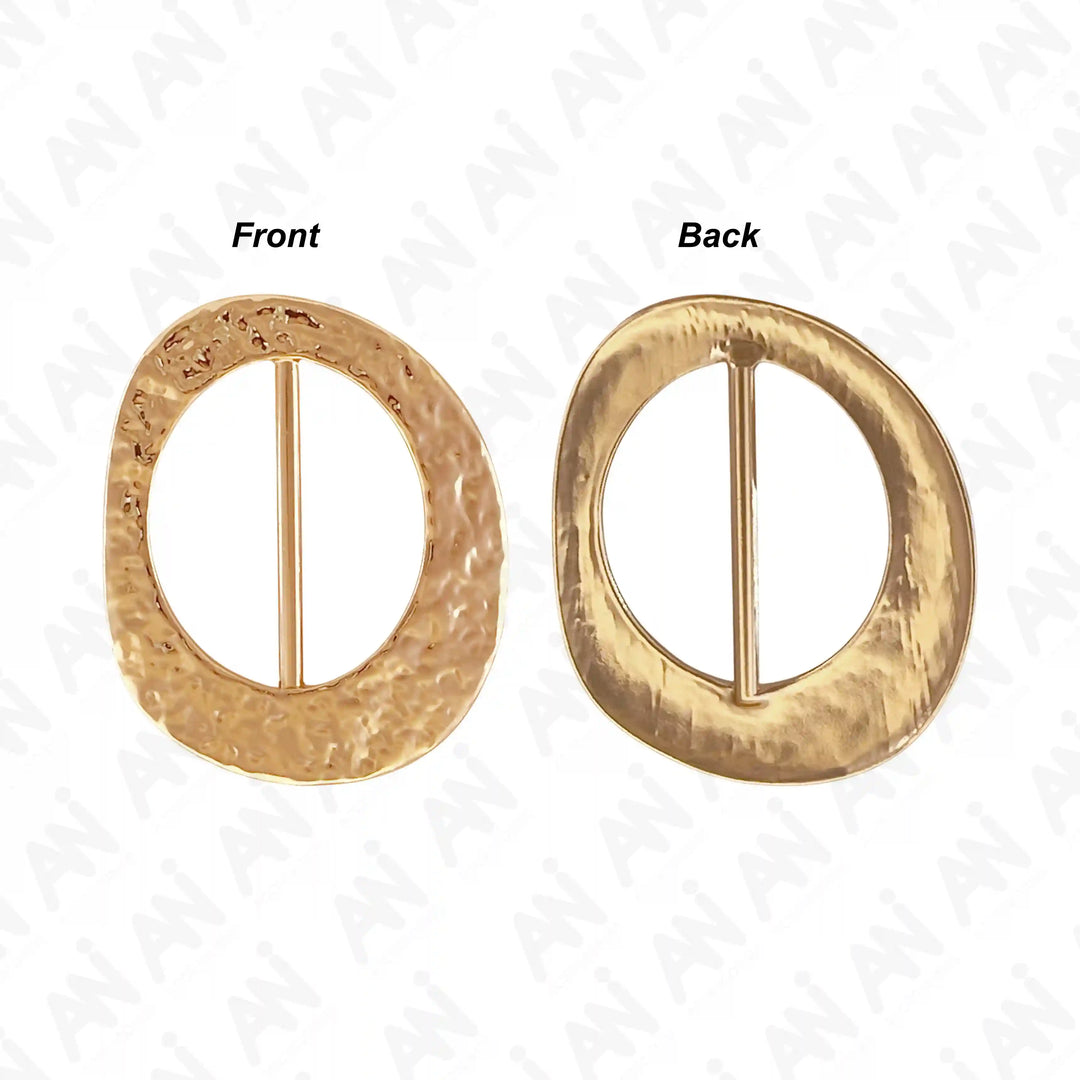 Ani Accessories Flowing  Loop Adjustable Golden Metal Buckle  Front and back image of the buckle.