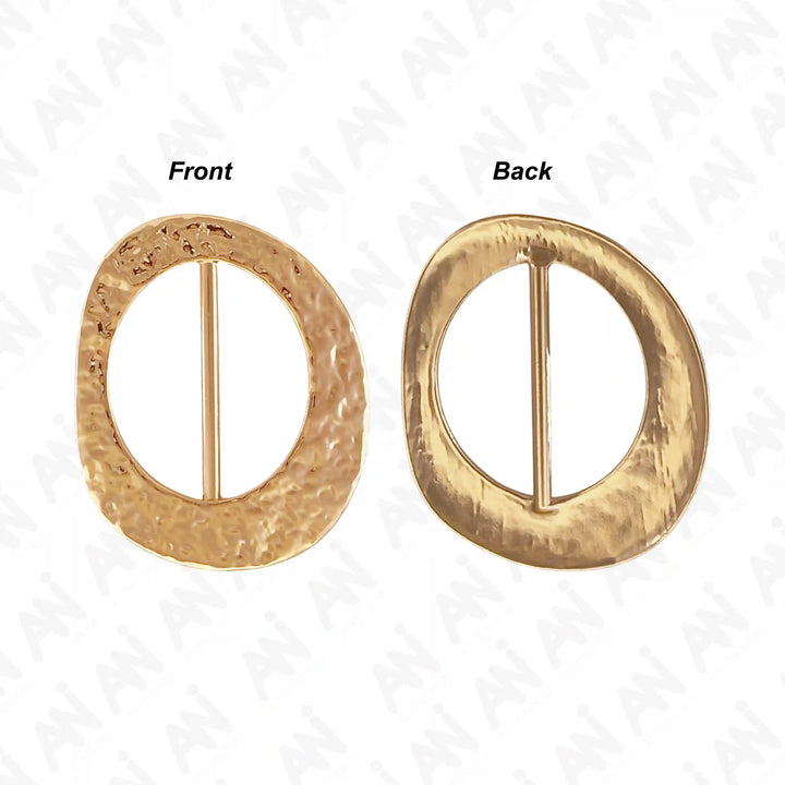 Ani Accessories Flowing  Loop Adjustable Golden Metal Buckle  Front and back image of the buckle.