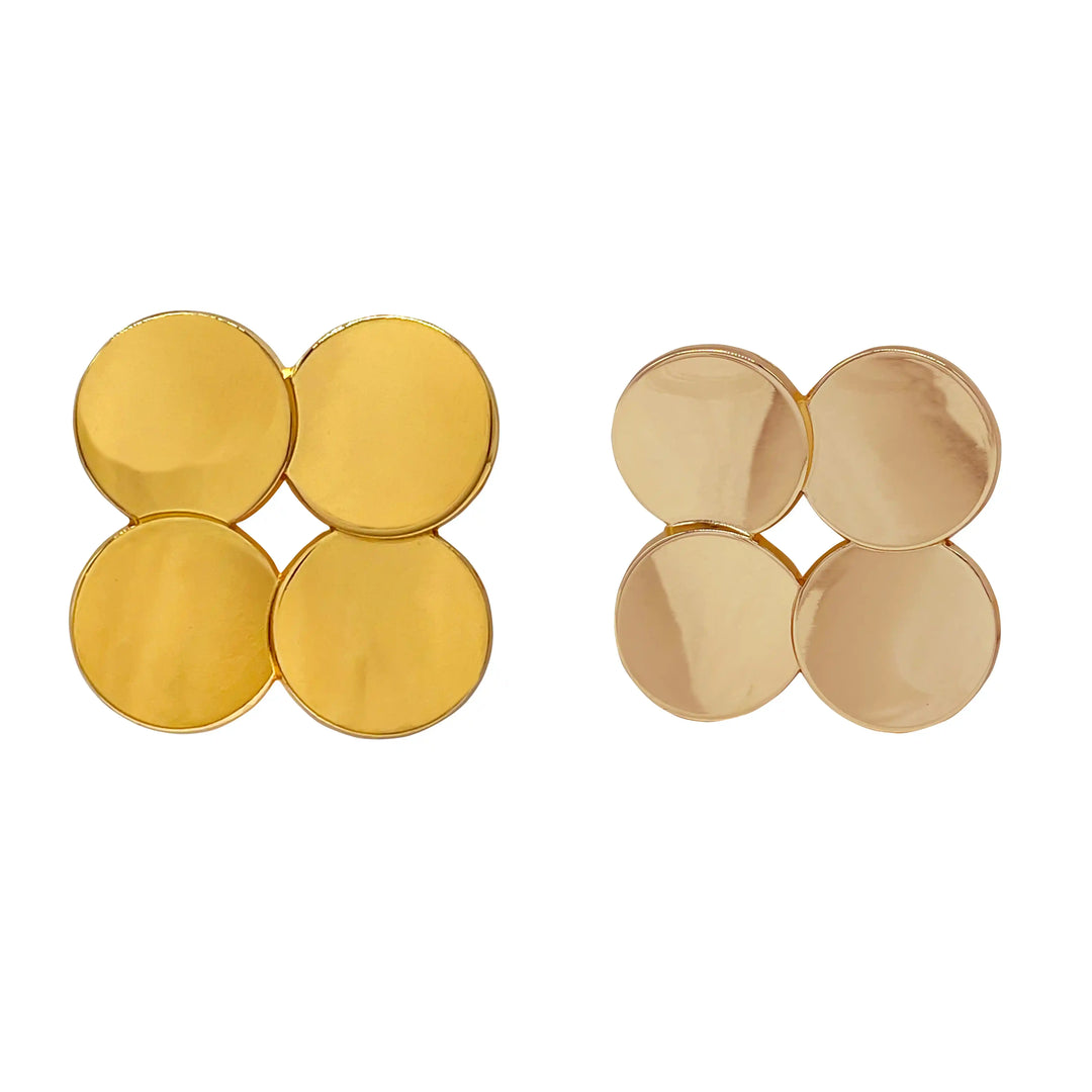 Buy Now Ani Accessories Four Circle Metal Buckles zooming in the white background with reflection of the buckles.