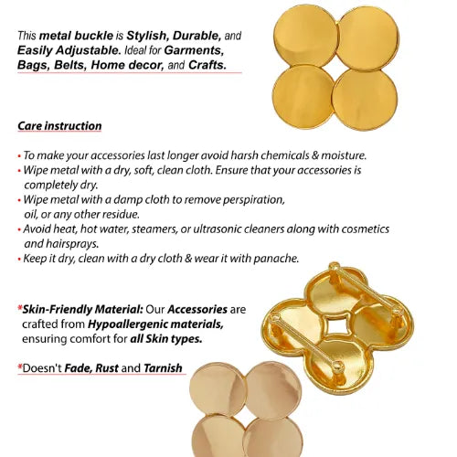 Ani Accessories Four Circle Metal Buckles infographic  in the white background.