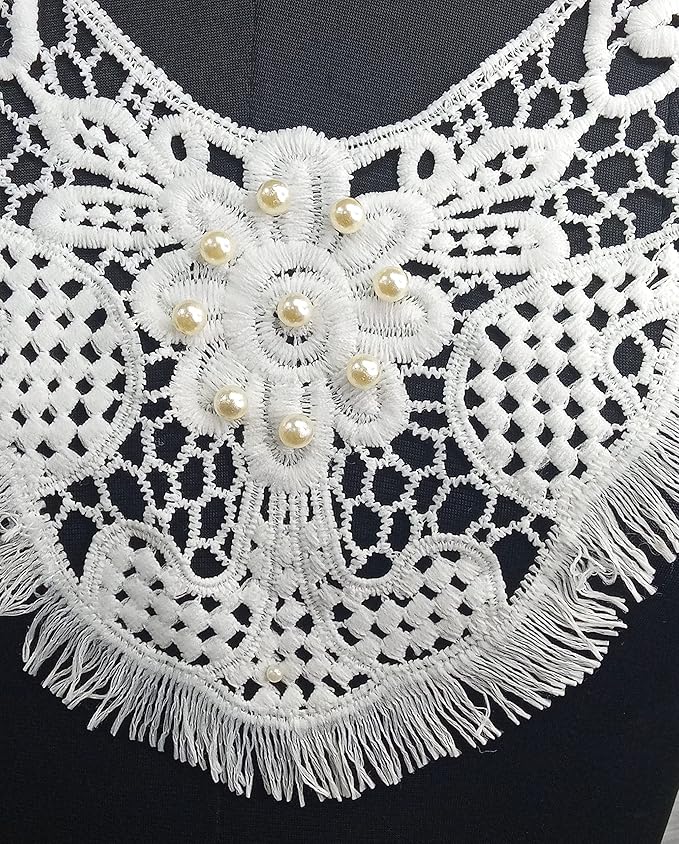Ani Accessories Frengies Design Net White Lace Neckline, decorative white lace accent for women’s clothing embellishment