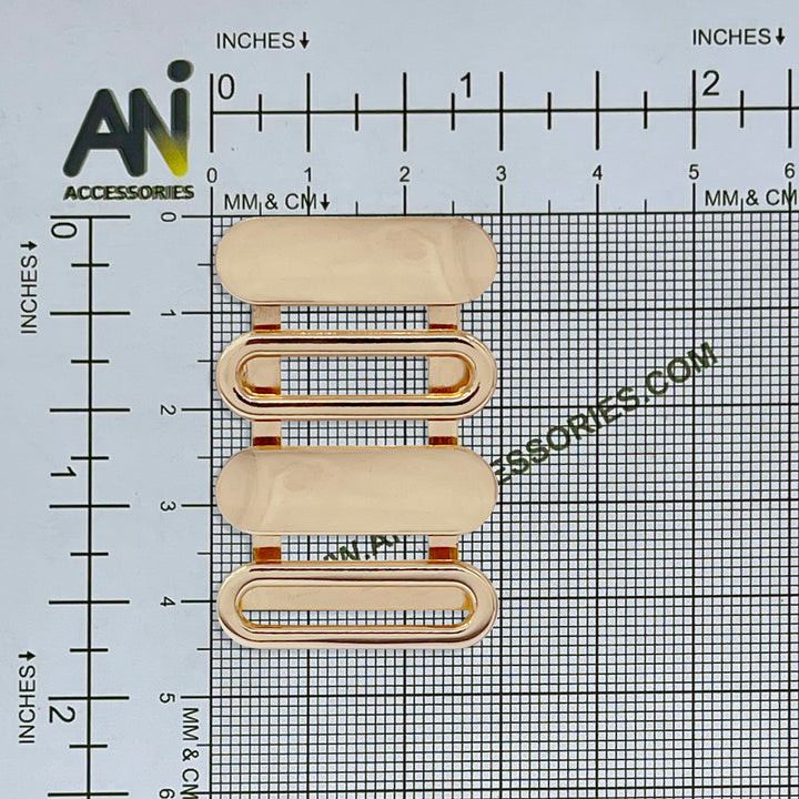 Ani Accessories Gold-Plated Geometric Ladder Buckle placed in a size chart bar graph.