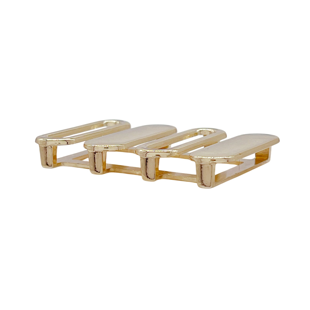 Ani Accessories Gold-Plated Geometric Ladder Buckle  side view to show the gap in the buckle in a white background.