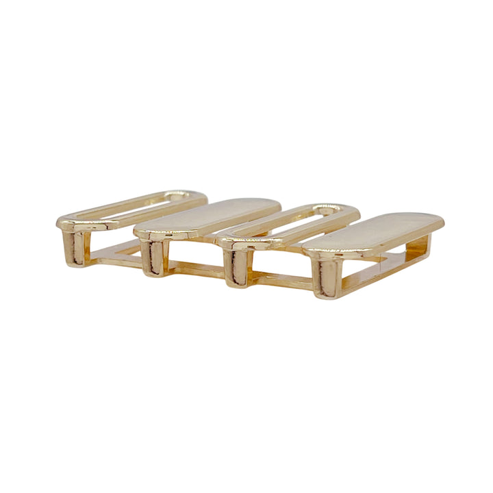 Ani Accessories Gold-Plated Geometric Ladder Buckle  side view to show the gap in the buckle in a white background.