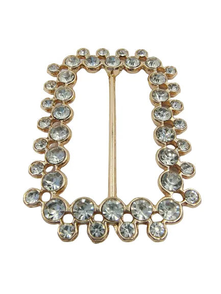 Ani Accessories Gold-Tone Metal Buckle with Rhine Stones  Flat angle  to show proper buckle in the white background. 