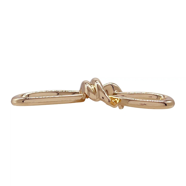 Ani Accessories Gold Knotted Metal Buckle Side view to show the thickness of the buckle in a white background.