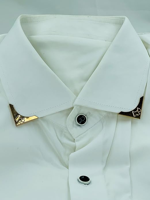  Buy Now Ani Accessories | Embossed a dog  on a Golden Men And Women Western Collar Clip Pin Brooch T-shirt Accessories