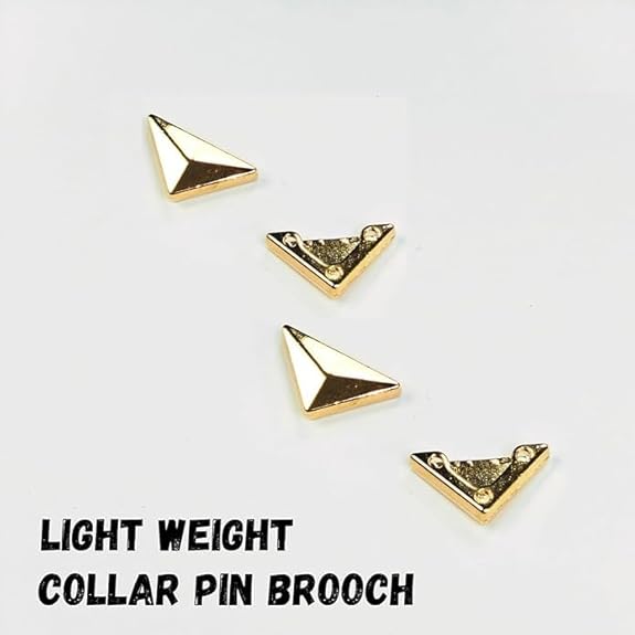 Ani Accessories | 4  gold triangle collar tip with 2 back side image of collar tip and text of (light weight collar pin brooch)
