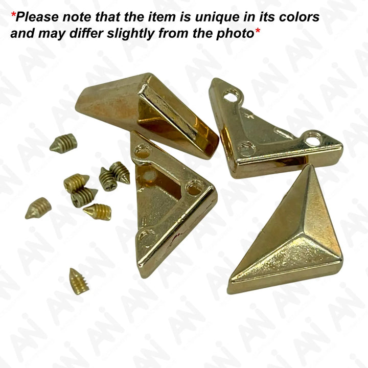 Ani Accessories |  front and back  of  golden triangle Pyramid Peak collar tips with screw.