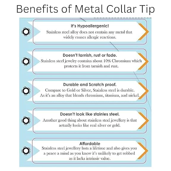 infographic of golden metal collar tip benefits