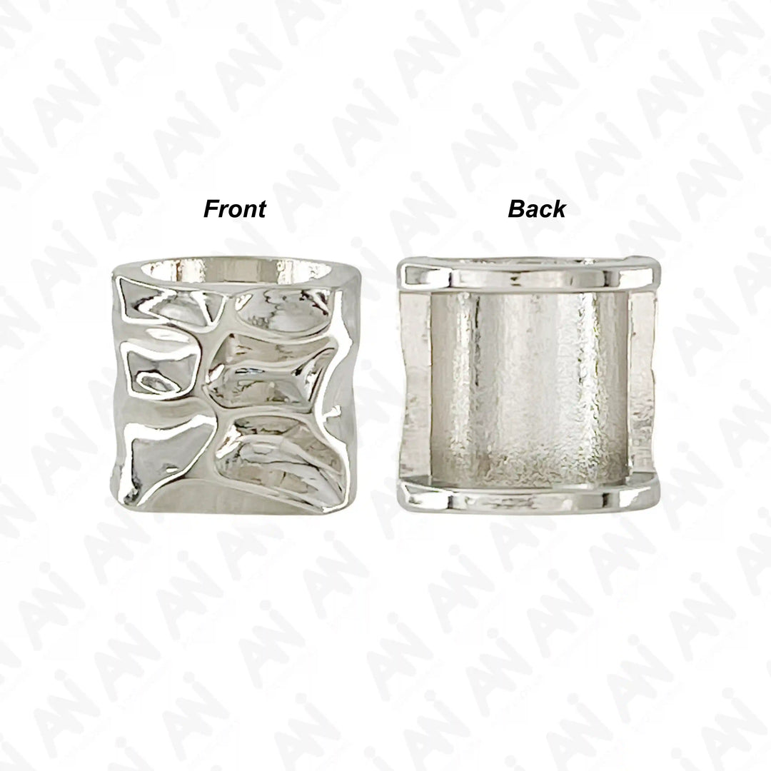 Ani Accessories Hammered Bead Metal Silver Buckle Zooming image in the white background.