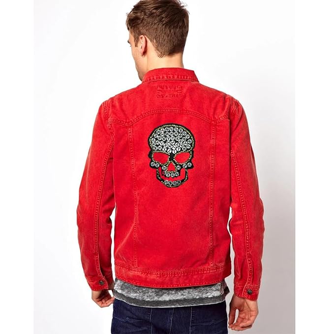 Ani Accessories Handmade Skull Gothic Glam patch showcased on model, intricate skull design patch for jackets, bags, and apparel