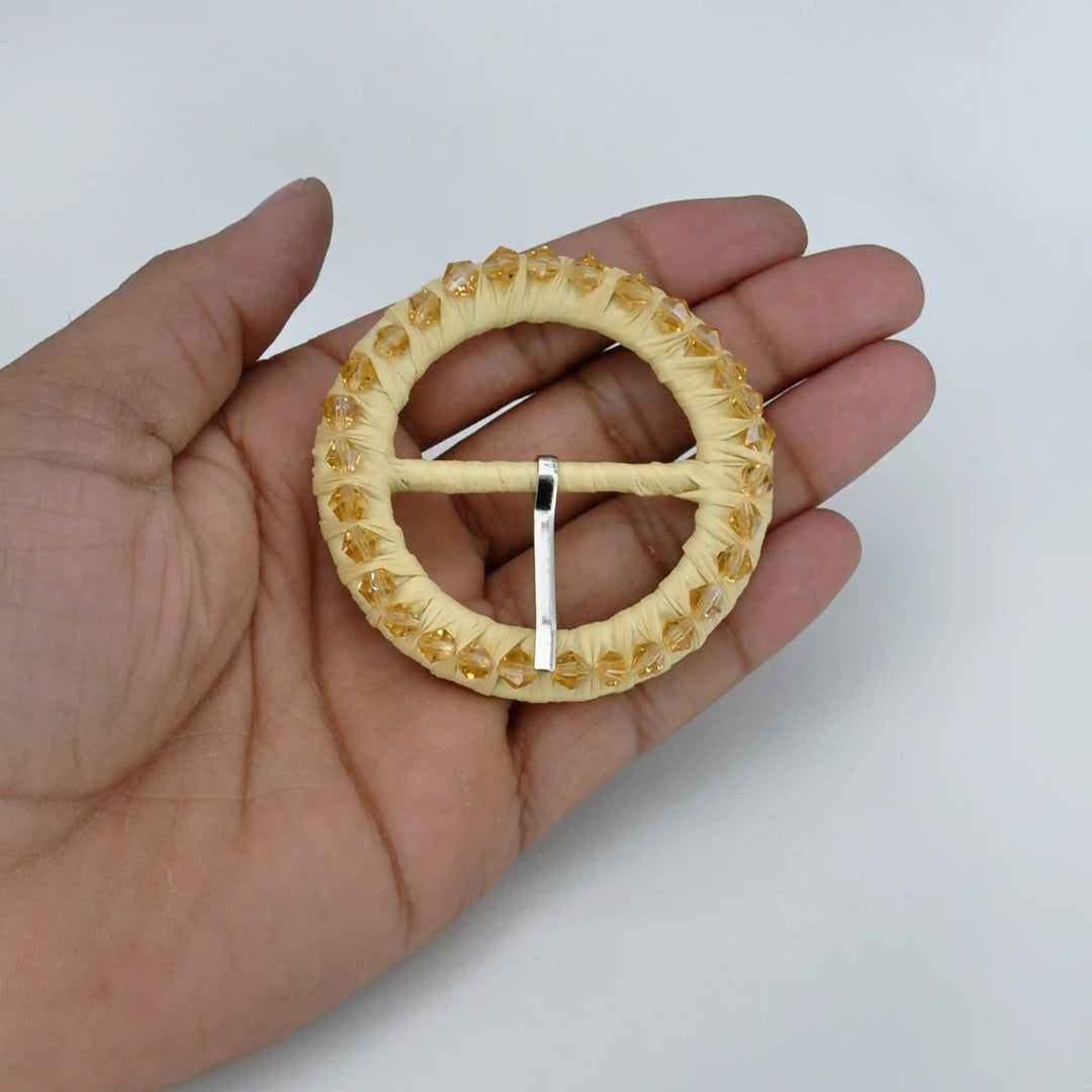 Ani Accessories Handmade Smooth Crystal Raffia Buckle for Belt and Bag DIY Sewing Craft Clothing Decoration Accessory