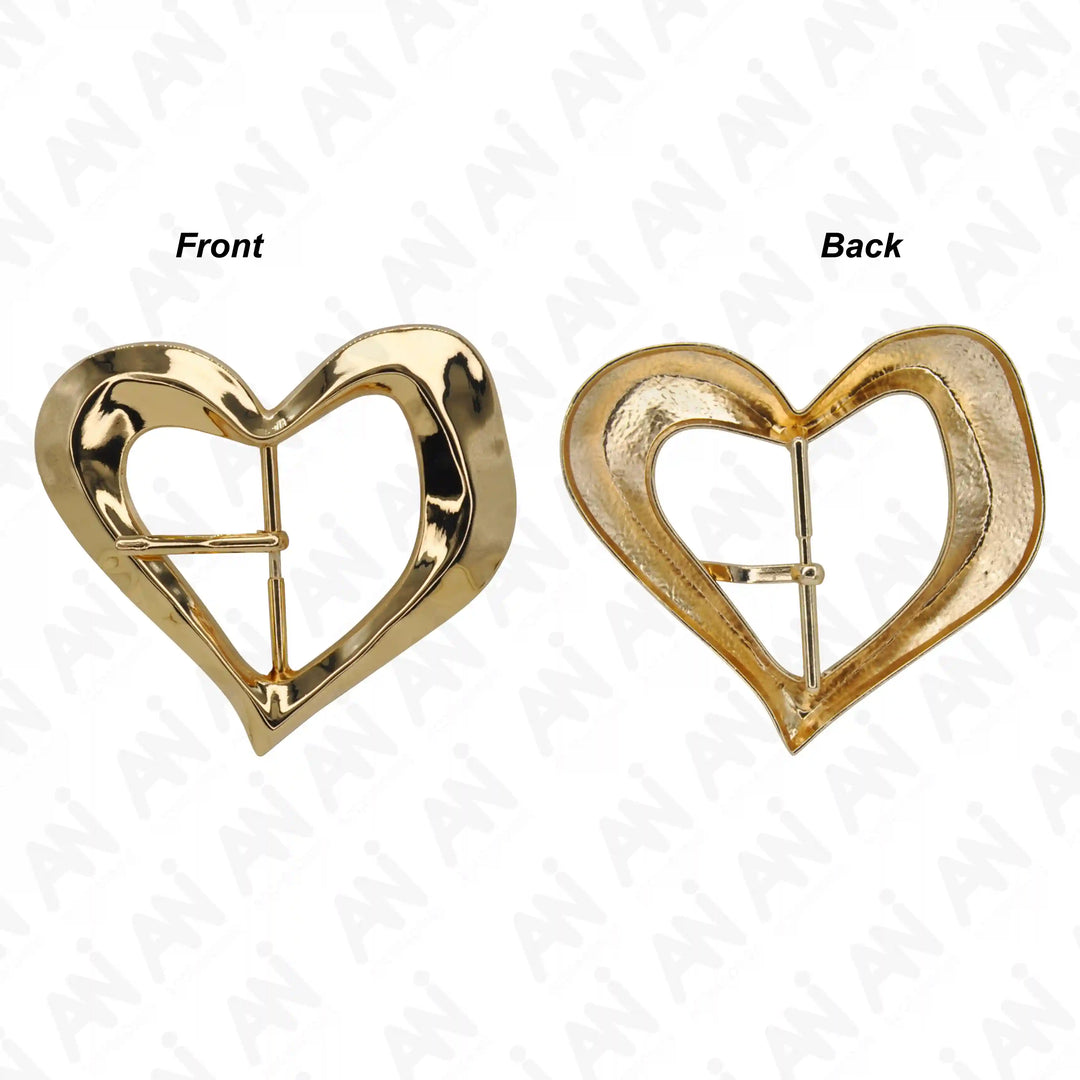  Ani Accessories Heart Shape Prong Buckle front and back image  in a white background.
