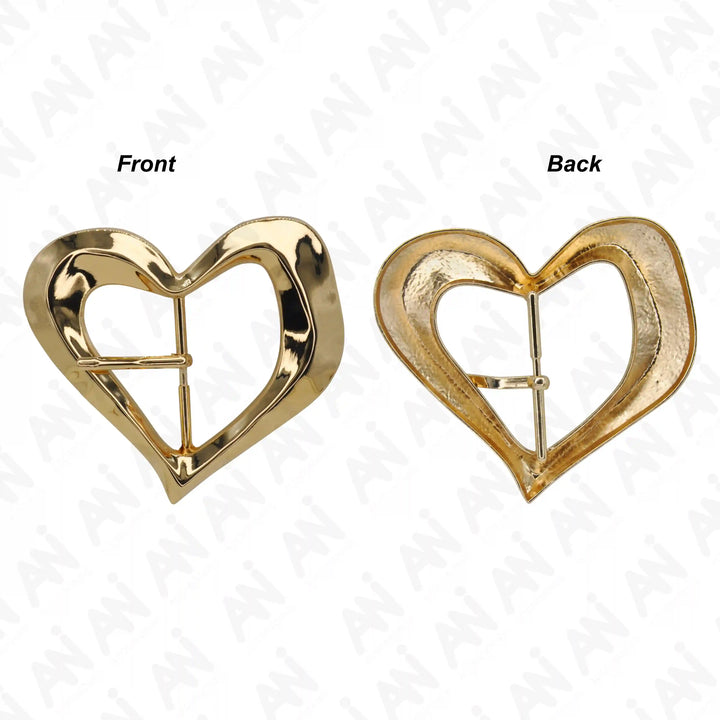  Ani Accessories Heart Shape Prong Buckle front and back image  in a white background.