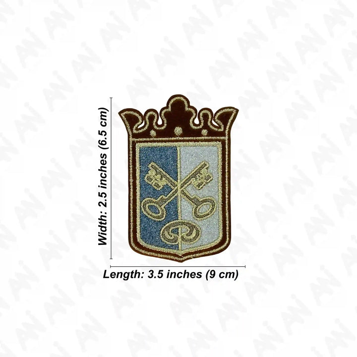 Ani Accessories Heraldic Keys Embroidered Patch Sew On Badge for Jackets Saree Bags DIY Craft Clothing Applique Designs