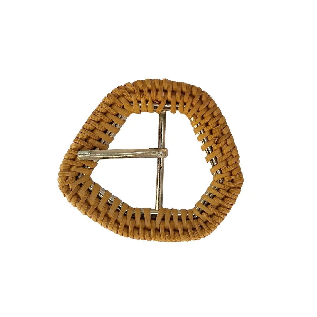  Ani Accessories Hexagon Inspired  Brown double  Braided Metal Raffia  prong Buckle front image in a white background