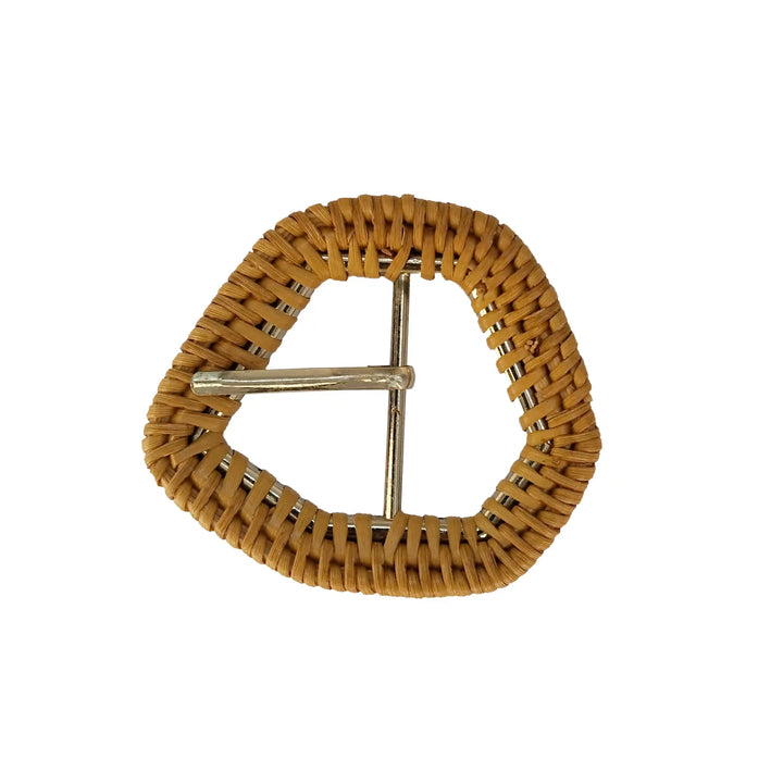  Ani Accessories Hexagon Inspired  Brown double  Braided Metal Raffia  prong Buckle front image in a white background