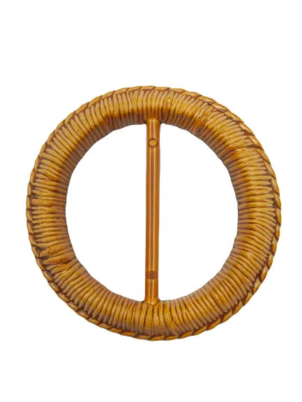 Ani Accessories Imitation Raffia Round 3D Design Adjustable Buckle shown in a white plan background for proper detailing in buckle.
