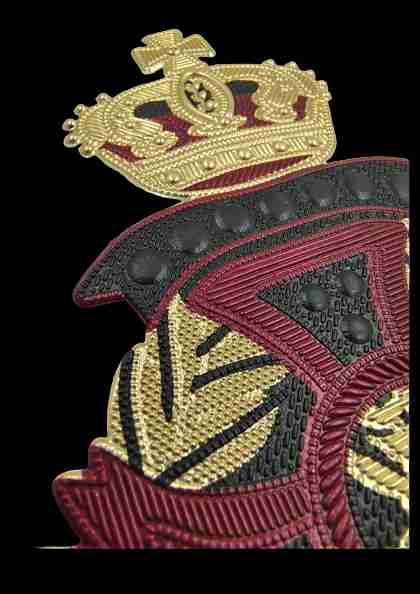 Ani Accessories Imperial Hot-Fix Patch closeup showing detailed metallic design for jackets shirts denim jeans bags and DIY clothing projects