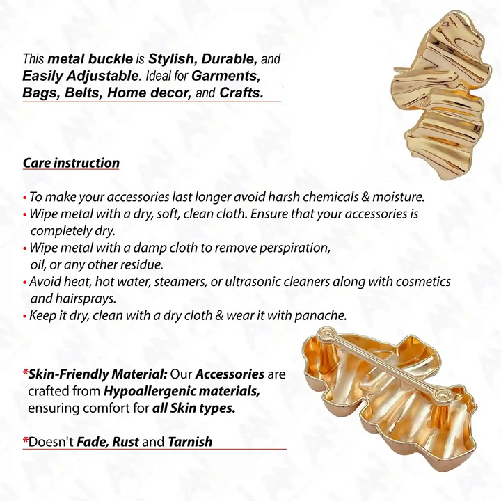 Ani Accessories Irregular Metal Buckle//Button – XL Size infographic of the care instruction of the buckle in the white background.