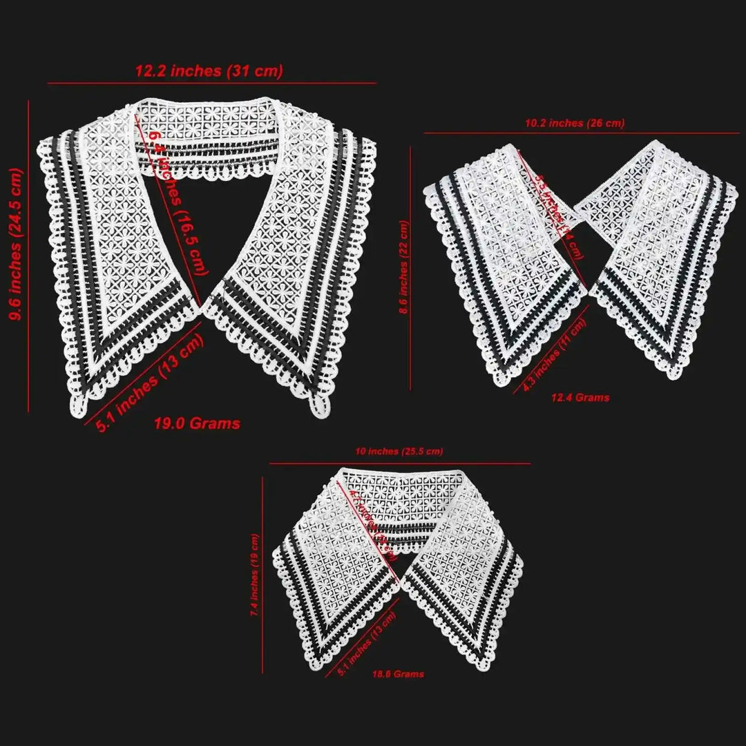 Ani Accessories Lace Applique Detachable Collar for Adult & Kids, soft embroidered lace collar