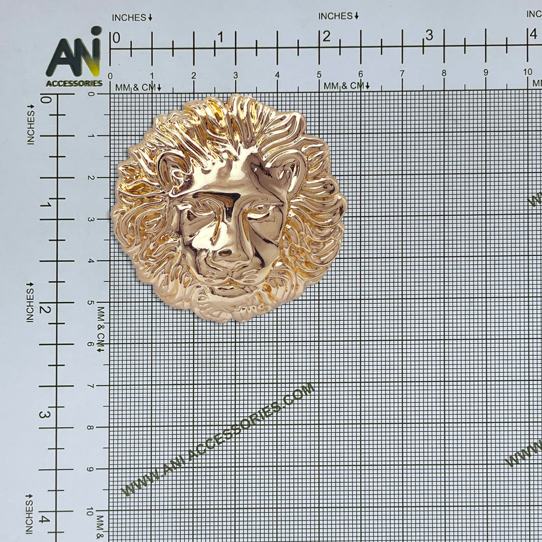 Ani Accessories Lion Head Metal Gold Buckle placing on the size char bar graph.