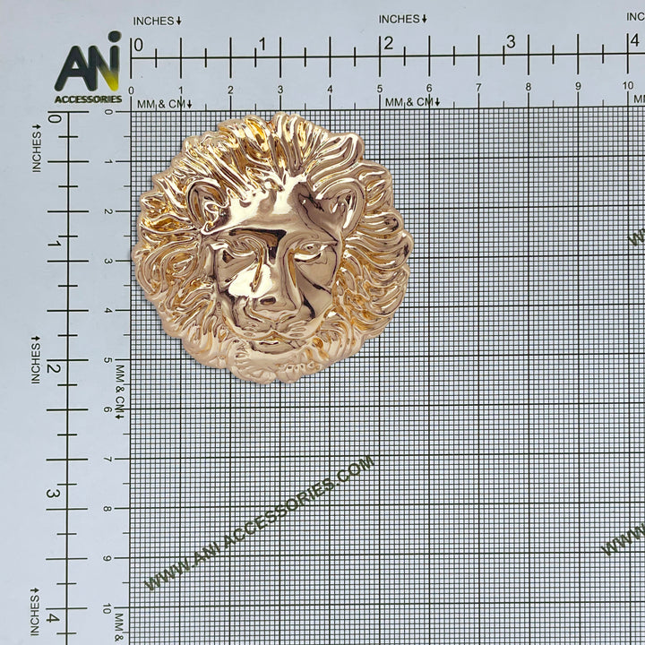 Ani Accessories Lion Head Metal Gold Buckle placing on the size char bar graph.