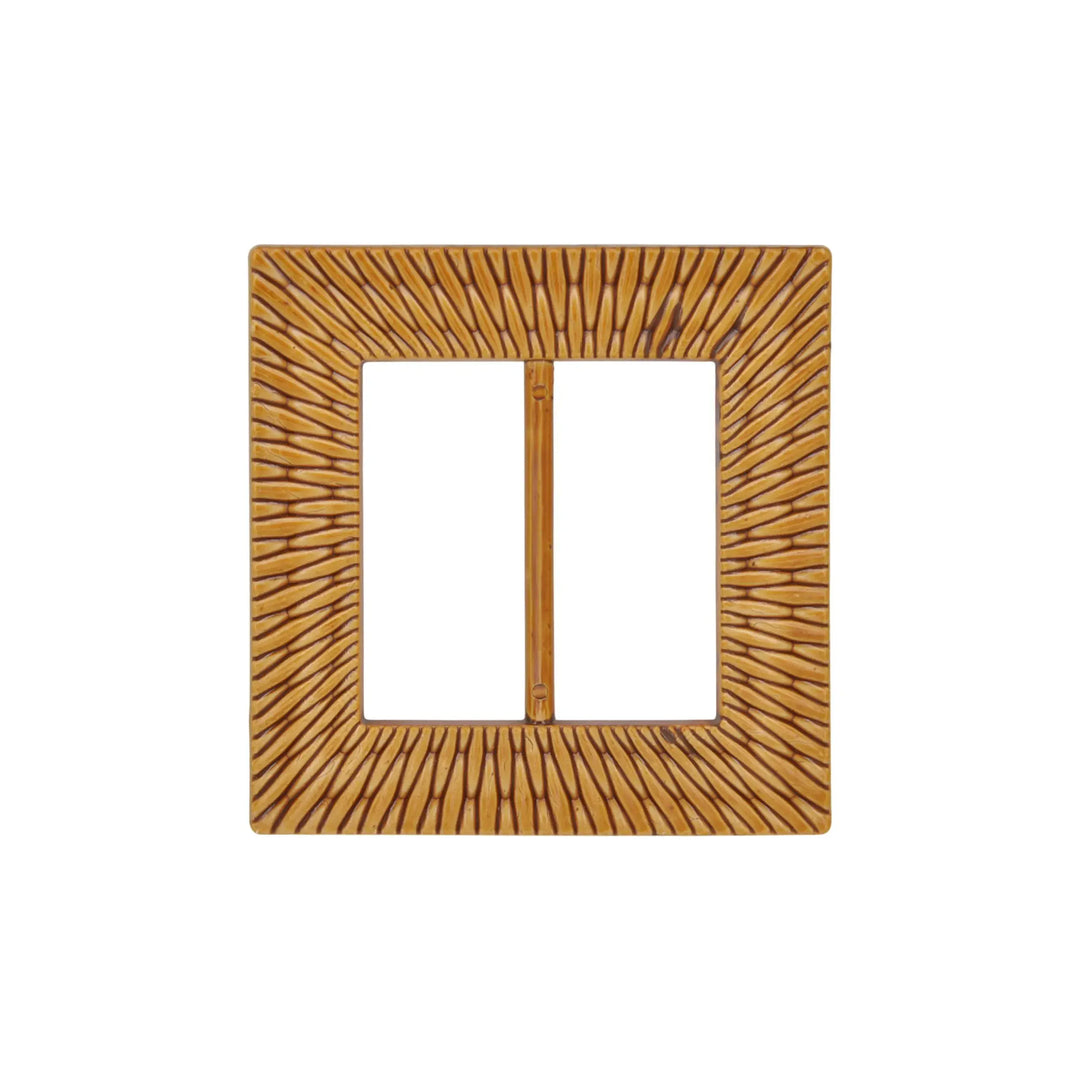 Ani Accessories Medium Square Shape Imitation Raffia buckle  with wicker design on a white background