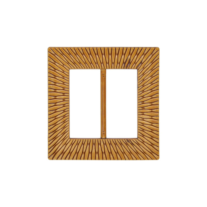 Ani Accessories Medium Square Shape Imitation Raffia buckle  with wicker design on a white background