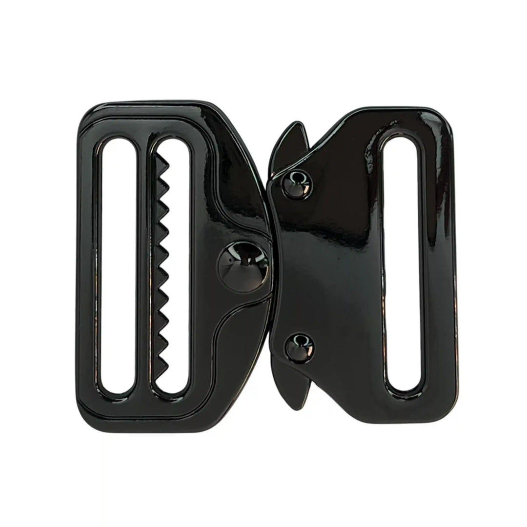 Ani Accessories Metal Black Tactical cobra Buckles zooming in the white background.