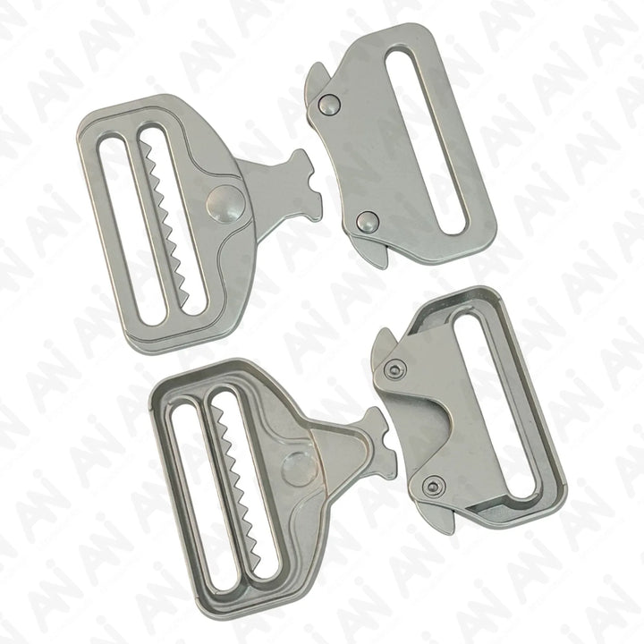 Ani Accessories Metal Matt Silver Tactical cobra Buckles shown in the white background.