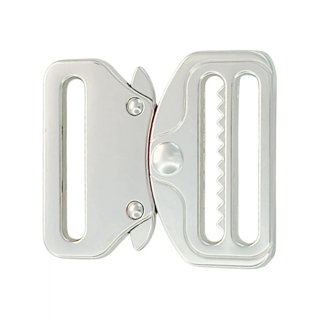 Ani Accessories Metal  Shiny silver Tactical cobra Buckles zooming image in a white background.
