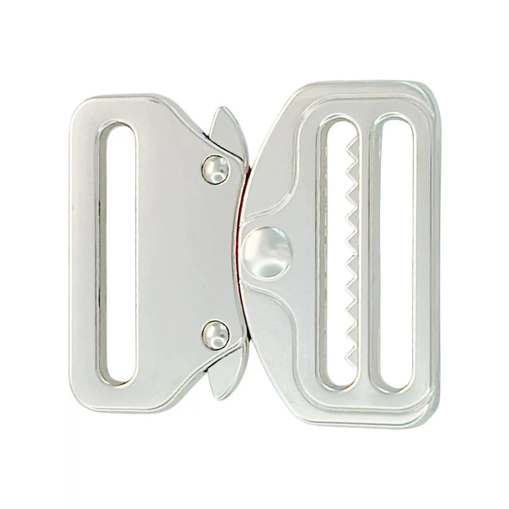 Ani Accessories Metal  Shiny silver Tactical cobra Buckles zooming image in a white background.
