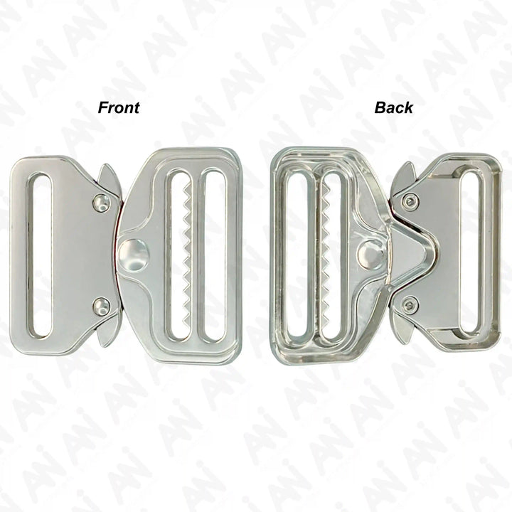 Ani Accessories Metal  Shiny silver Tactical cobra Buckles front and back  image in the white background.