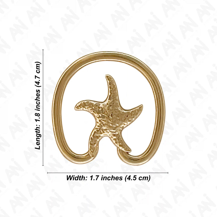 Ani Accessories Metal Starfish Gold Bikini Ring Buckle  Size on the white background.