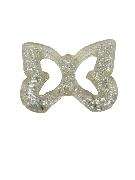 Buy now Ani Accessories mini resin glitter butterfly buckle with shimmering detail shown on a white background for clear 