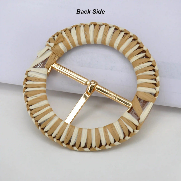 Ani Accessories Multicolor Circular Raffia Buckle for Belt Bag Clothing DIY Sewing Craft Garment Decoration