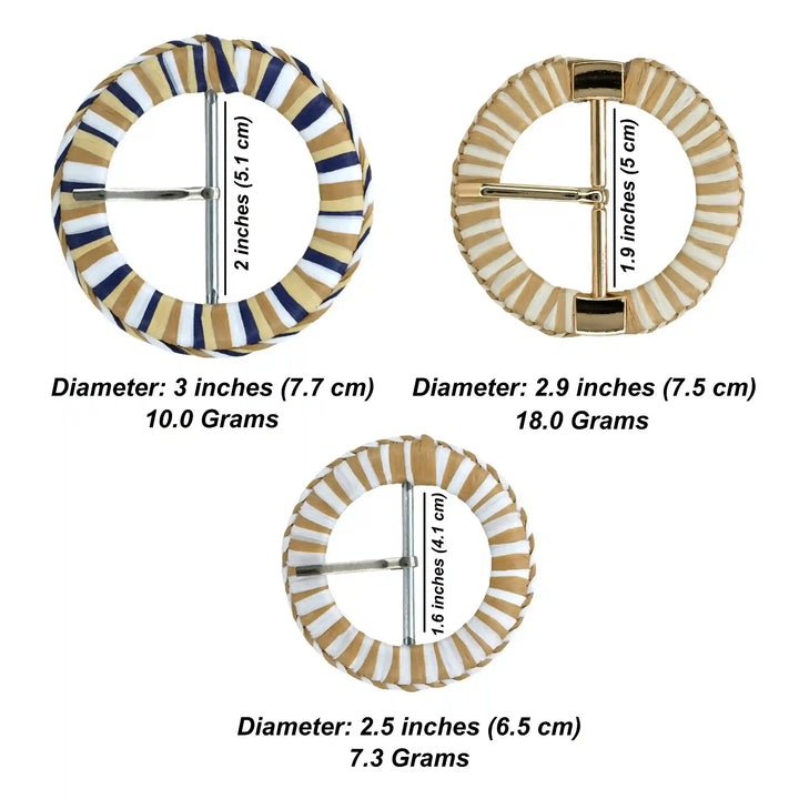 Ani Accessories Multicolor Circular Raffia Buckle for Belt Bag Garment DIY Sewing Craft Fashion Decoration