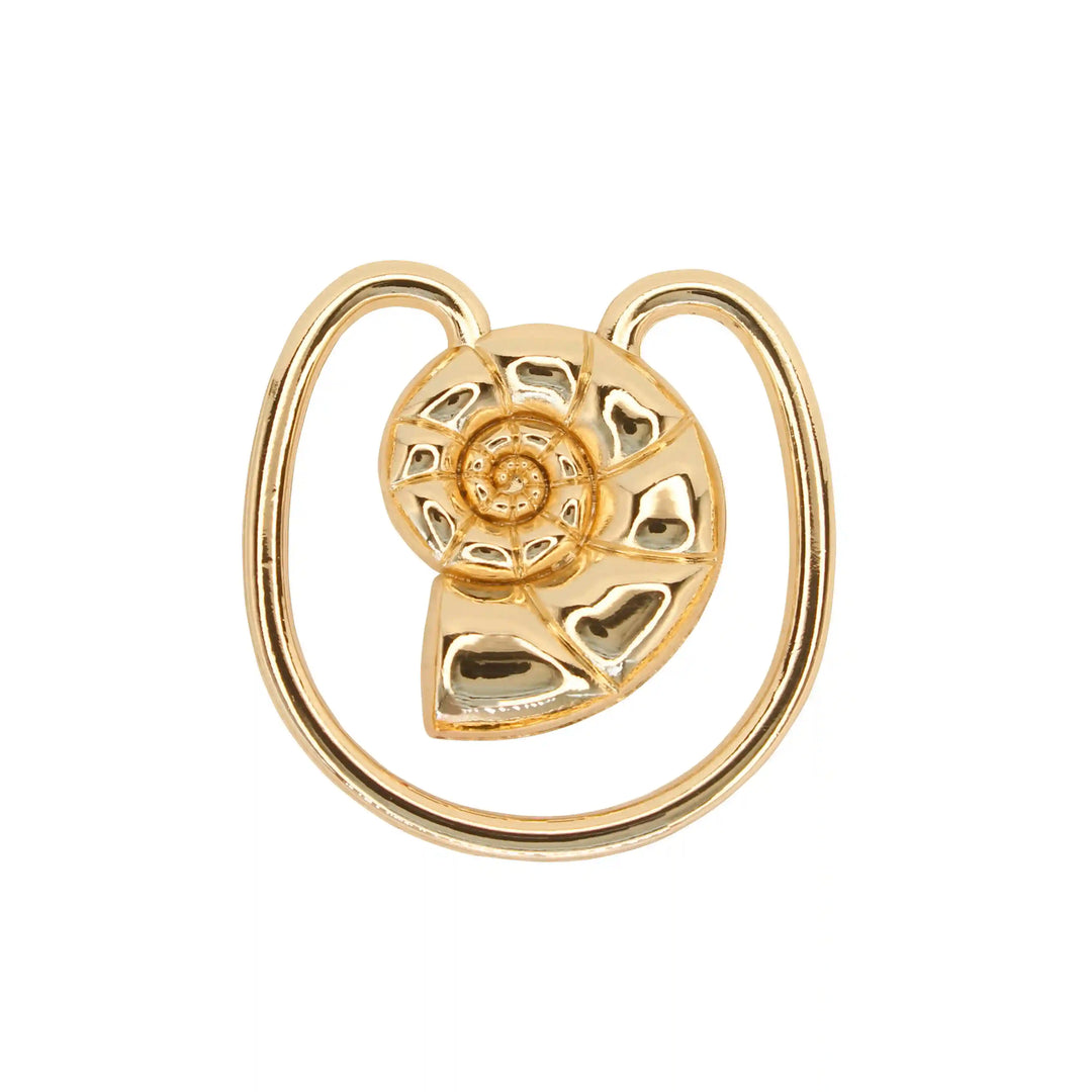 Buy Now Ani Accessories Ocean's Shell Embrace metal buckle with reflective shine shown clearly on a white background.