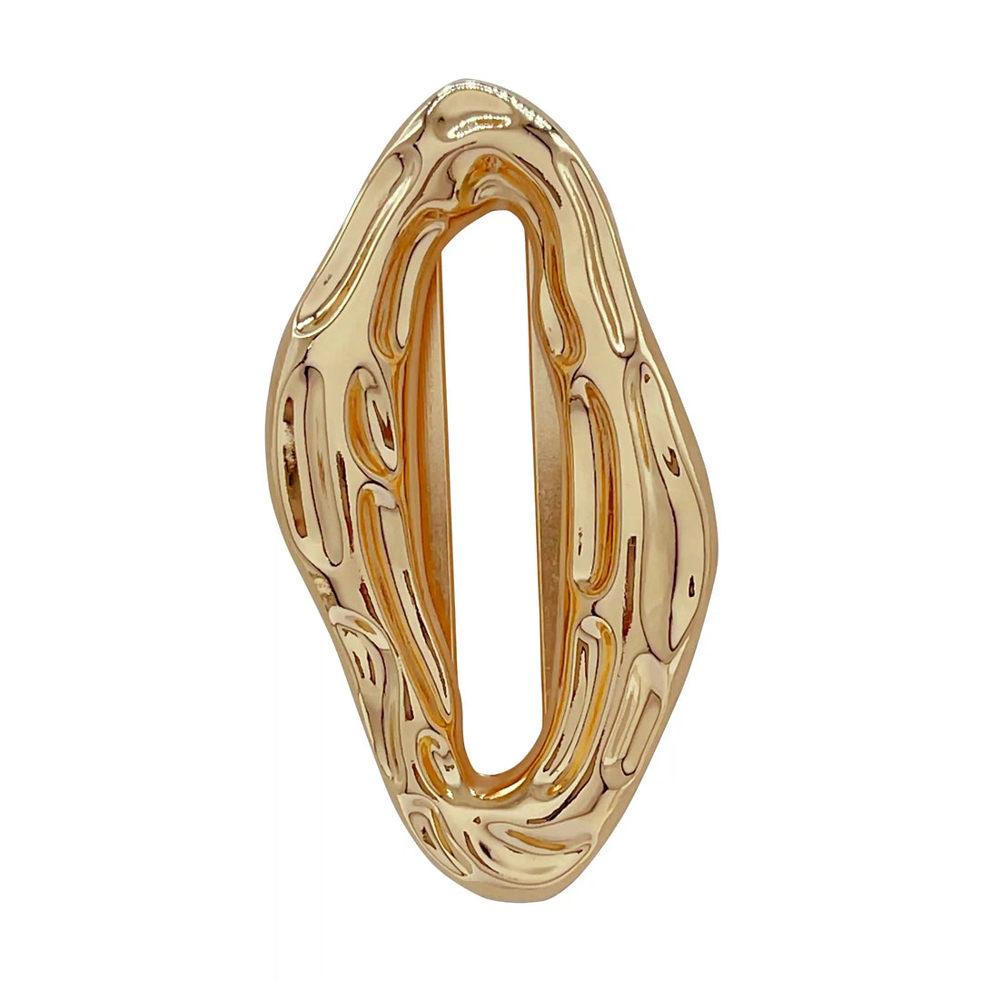 Ani Accessories Organic Shaped Gold Shiny Buckle in a white background.