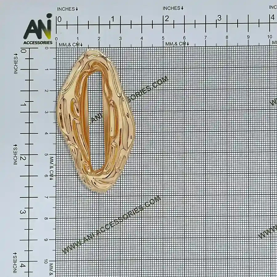 Ani Accessories Organic Shaped Gold Buckle placed on the size chart bar graph. 